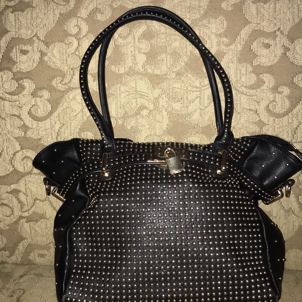 Black leather melie bianco large tote